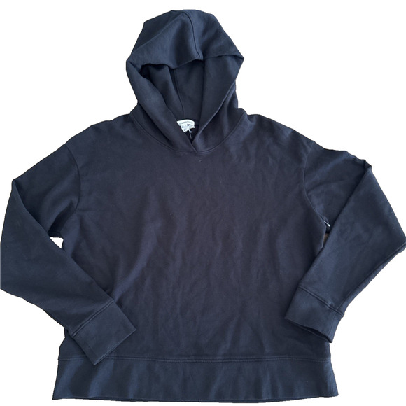 James Perse Black Cropped Cotton Jersey Hoodie size Medium (2) - Picture 2 of 8